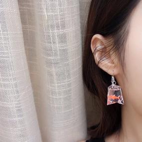 img 1 attached to 🐠 Exquisite COLORFULBLING Goldfish Crystal Pocket Drop Earrings for Girls – Red