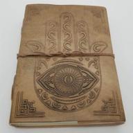 hamsa hand journal - leather journal for men and women - 200 page notebook and travel journal - songwriting journal and artist sketchbook - 5x7 inch pages logo