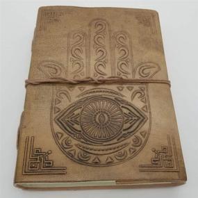 img 4 attached to Hamsa Hand Journal - Leather Journal for Men and Women - 200 Page Notebook and Travel Journal - Songwriting Journal and Artist Sketchbook - 5x7 Inch Pages