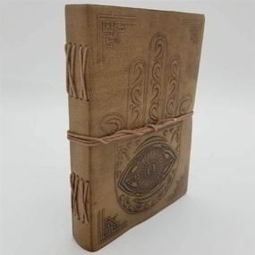 img 3 attached to Hamsa Hand Journal - Leather Journal for Men and Women - 200 Page Notebook and Travel Journal - Songwriting Journal and Artist Sketchbook - 5x7 Inch Pages