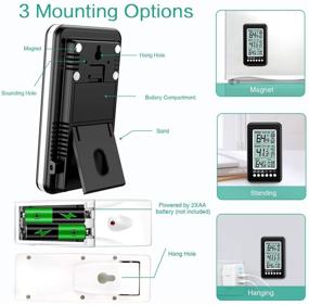 img 1 attached to 🌡️ ORIA Wireless Refrigerator Thermometer with Indoor Outdoor Sensors - Audible Alarm, Min Max Record, Temperature Display for Home, Restaurants, Bars