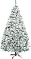 🎄 6ft premium snow flocked artificial christmas tree - hinged xmas pine tree with 1028 branch tips, metal hinges, folding base for home, office, party, and holiday decoration логотип