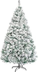 img 4 attached to 🎄 6ft Premium Snow Flocked Artificial Christmas Tree - Hinged Xmas Pine Tree with 1028 Branch Tips, Metal Hinges, Folding Base for Home, Office, Party, and Holiday Decoration