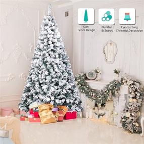 img 1 attached to 🎄 6ft Premium Snow Flocked Artificial Christmas Tree - Hinged Xmas Pine Tree with 1028 Branch Tips, Metal Hinges, Folding Base for Home, Office, Party, and Holiday Decoration