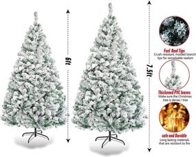 img 2 attached to 🎄 6ft Premium Snow Flocked Artificial Christmas Tree - Hinged Xmas Pine Tree with 1028 Branch Tips, Metal Hinges, Folding Base for Home, Office, Party, and Holiday Decoration