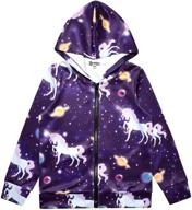 🐱 adorable girls' zip up hoodie jacket: unicorn/cat sweatshirt with pockets - cozy and trendy logo