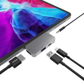 img 4 attached to 🌟 NXPGKEA USB C Hub for iPad Pro 2018/2020/2021/11/12.9, iPad Air 4 - 4-in-1 Adapter with 3.5mm Headphone Jack, 4K HDMI, USB 3.0, USB C PD Charging: Ultimate Connectivity Solution