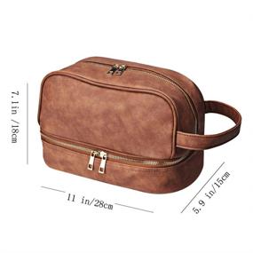 img 3 attached to 🧳 Goldwheat Men's Water-Resistant Leather Toiletry Bag: Sleek Brown Travel Dopp Shaving Kit with Extra-large Capacity