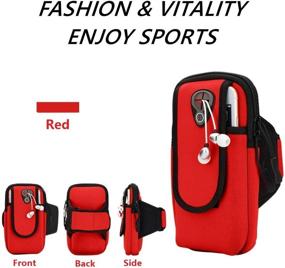 img 1 attached to Universal Running Armband: Secure Arm Cell Phone Holder for Fitness and Gym Workouts | Compatible with iPhone X/8/7/6/Plus, Samsung Galaxy S9/S8/S7/S6/Edge/Plus & LG | Vibrant Red Design