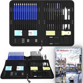 img 4 attached to Complete Artist Kit: Sketch Pencil Set with Sketchbook, 41-Piece Professional Drawing Set and 🎨 50-Sheet Pad for Kids, Teens, and Adults - Includes Pencils, Erasers, Pastels, Handy Case, and More