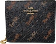 👜 brown black coach horse and carriage print snap wallet, style no.c4104 logo