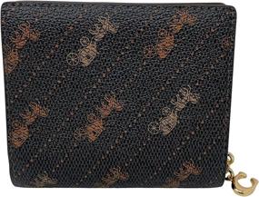 img 3 attached to 👜 Brown Black Coach Horse and Carriage Print Snap Wallet, Style No.C4104