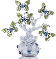 🌳 stunning silver evil eye tree - enhance home decor with adjustable branches, butterfly charm, and money fortune pot for protection, feng shui, and positive vibes logo