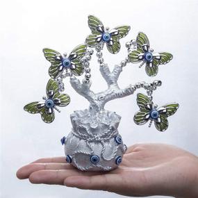 img 3 attached to 🌳 Stunning Silver Evil Eye Tree - Enhance Home Decor with Adjustable Branches, Butterfly Charm, and Money Fortune Pot for Protection, Feng Shui, and Positive Vibes