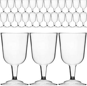 img 3 attached to DecorRack 24 Wine Glasses: Stackable, Reusable Party Cups for Outdoor Parties, Weddings, Picnics | 6 Oz Plastic Stemmed Clear Wine Glasses (Pack of 24)