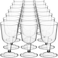 decorrack 24 wine glasses: stackable, reusable party cups for outdoor parties, weddings, picnics | 6 oz plastic stemmed clear wine glasses (pack of 24) logo