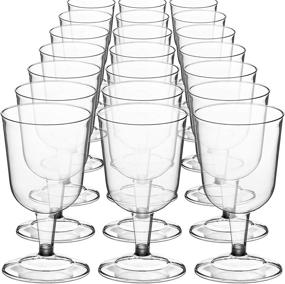 img 4 attached to DecorRack 24 Wine Glasses: Stackable, Reusable Party Cups for Outdoor Parties, Weddings, Picnics | 6 Oz Plastic Stemmed Clear Wine Glasses (Pack of 24)