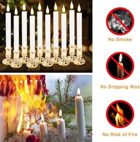 img 2 attached to 🕯️ Set of 10 LED Flameless Taper Candles with Remote Timer - Battery Operated Flickering Window Candle Lights in Removable Gold Candle Holders, Ideal for Xmas, Wedding, Home Dinner Decor - Best Gift