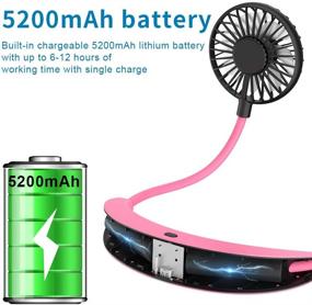 img 3 attached to Neck Fan AUGYMER 5200MAh Hands Free Portable Rechargeable Mini Type-C Hanging 7 Blade Desk Fan Battery Operated With 3 Speeds For Home Office Travel Indoor Outdoor (Pink)