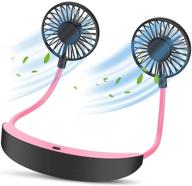 neck fan augymer 5200mah hands free portable rechargeable mini type-c hanging 7 blade desk fan battery operated with 3 speeds for home office travel indoor outdoor (pink) logo