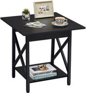 🏭 industrial design 24-inch greenforest end table with storage shelf for living room, easy assembly, rustic black logo