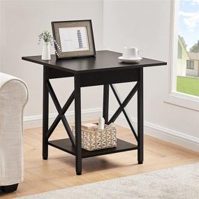 img 2 attached to 🏭 Industrial Design 24-Inch GreenForest End Table with Storage Shelf for Living Room, Easy Assembly, Rustic Black