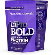 🥛 bipro bold milk & whey protein powder isolate - chocolate milkshake, 2 lbs. no added sugar. suitable for lactose intolerance, gluten-free. contains prebiotic fiber. logo