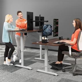 img 3 attached to Upgrade your workstation with the Pawnova Electric Height Adjustable Computer Table in Walnut finish, perfect for promoting healthy work habits at your home office. Explore the 55 x 27 Inch Standing Desk for Enhanced productivity.