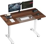 upgrade your workstation with the pawnova electric height adjustable computer table in walnut finish, perfect for promoting healthy work habits at your home office. explore the 55 x 27 inch standing desk for enhanced productivity. logo