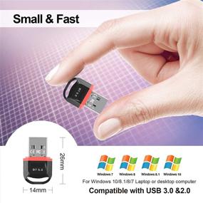 img 2 attached to 🔌 Enhanced USB Bluetooth Adapter Dongle for PC: 5.0 Wireless Transmitter Receiver, Support Windows 10/8/8.1/7, Laptop, Desktop, Stereo Music, Skype Calls, Keyboard and Mouse