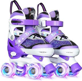 img 4 attached to 🌟 Truwheelz Roller Skates: Adjustable Girls' Sequin Skates with Light-Up Wheels