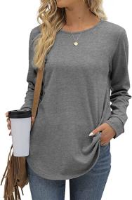 img 4 attached to 👚 Aokosor Women's Long Sleeve Tops - Casual Crewneck Tunic Sweatshirts Perfect for Leggings