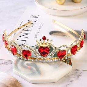 img 1 attached to Evie Red Heart Tiara Descendants Costume: Queen of Hearts Gold Crown for Girls/Teens Halloween Parties