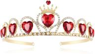 evie red heart tiara descendants costume: queen of hearts gold crown for girls/teens halloween parties logo