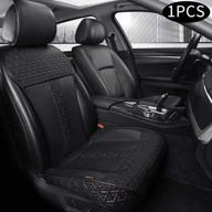 🚗 upgrade your car with the auto newer leather pu car seat cover - luxury front car seat cushion with full wrapped edge - waterproof auto interior accessories - universally fit for 95% cars, suvs, trucks (1pcs, black) logo
