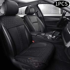 img 4 attached to 🚗 Upgrade your Car with the Auto Newer Leather PU Car Seat Cover - Luxury Front Car Seat Cushion with Full Wrapped Edge - Waterproof Auto Interior Accessories - Universally Fit for 95% Cars, SUVs, Trucks (1PCS, Black)