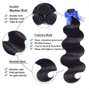 img 2 attached to 👧 Набор высококачественных волос VENELLE Brazilian Body Wave с закрытием (свободная часть, натуральный цвет) - 3 пучка (22 24 26) + закрытие (20 дюймов)