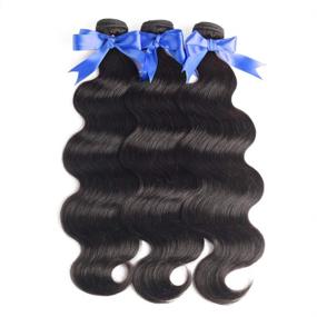 img 3 attached to 👧 Набор высококачественных волос VENELLE Brazilian Body Wave с закрытием (свободная часть, натуральный цвет) - 3 пучка (22 24 26) + закрытие (20 дюймов)