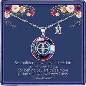 img 4 attached to 🎓 Hidepoo 2021 Graduation Gifts for Her - 14K White Gold Plated Compass Necklace with Crystal Pendant, Initial Necklace for Women. Perfect College Graduation Gift and Necklaces for Graduates in 2021