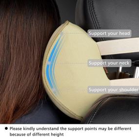 img 2 attached to 1PC Beige Soft Leather Memory Foam Car Neck Pillow Headrest for Driving, Home Office