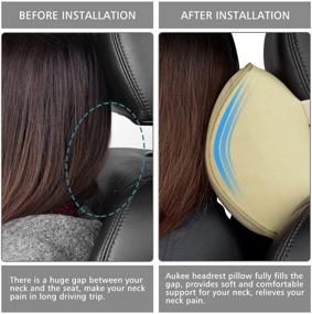 img 1 attached to 1PC Beige Soft Leather Memory Foam Car Neck Pillow Headrest for Driving, Home Office