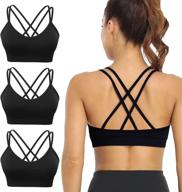 veqking 3-pack women's cross back sports bra with padded straps, medium support for yoga, workout, and fitness логотип