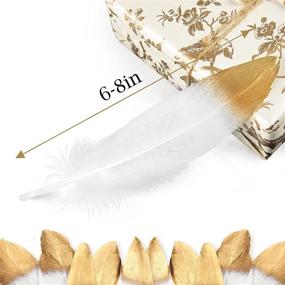 img 3 attached to 🪶 42 PCS Natural Goose Feathers with UNEEDE Gold Tips for DIY Wedding Decorations, Angel Wings & Fairy Crafts - Enhance SEO