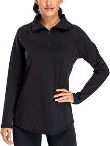 img 3 attached to Miusey Women's Long Sleeve Workout Tops with Quarter Zip for Running and Pullover Jackets