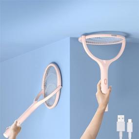 img 4 attached to 🦟 Anne Diary Bug Zapper Racket: USB Rechargeable Electric Fly Swatter with Rotating Head - 3 in 1 Pink Mosquito, Fly, Gnat, and Wasp Killer