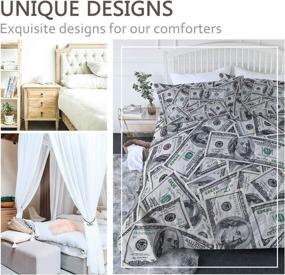 img 3 attached to 💵 BlessLiving Ultra Soft Microfiber Money Comforter Set - 3 Piece Lightweight Bedding Quilt Sets with One Hundred Dollar Bill Print, Full/Queen Size, in Retro Green and Black