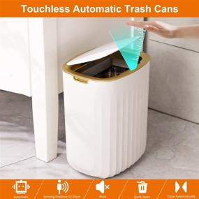 img 2 attached to MOPUP Bathroom Garbage Can with Lid, 3.7 Gallon Motion Sensor Trash Can, Electric Garbage Bin for Kitchen, Touchless Trash Bin 14L for Bedroom, RV, Toilet, Laundry, Office (Battery-Free)