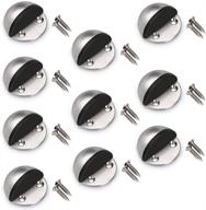 🚪 sumnacon floor door stopper: 10 pcs stainless steel with rubber bumper - heavy duty safety doorstop for home & commercial use, floor mounted with hardware screws logo