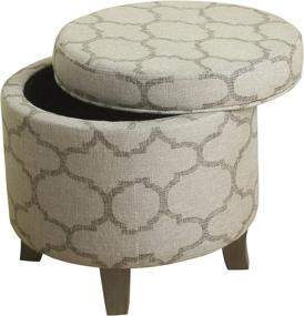 img 3 attached to 🔲 Taupe and Grey Geometric Pattern Cole Classics Round Storage Ottoman with Lid by HomePop