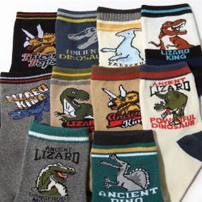 img 2 attached to Fenhant Boys' 10 Pairs Dinosaur Children's Fashion Cotton Crew Socks for Kids - Enhanced SEO